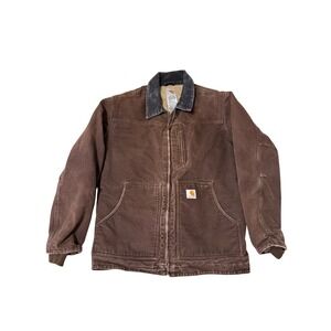 Carhartt Women's Sherpa Lined Canvas Work Jacket Brown Regular Large WCI081